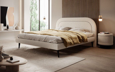 Tweepersoonsbed Novia - Wit teddystof boucle - 180x200 cm - ACTIE