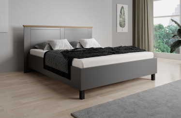 Tweepersoonsbed Vernon - Grijs - Eiken - 160x200 cm - ACTIE
