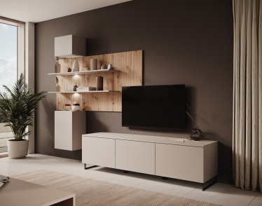 Wandmeubel Gamble 3 - Beige - Eiken - ACTIE
